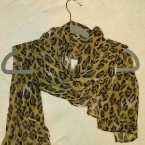Animal print sheer scarf